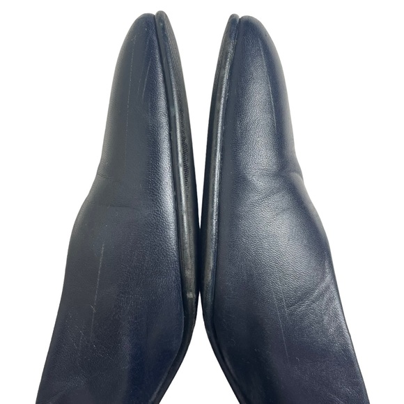 ETIENNE AIGNER Sarah Dark Navy Squared Toe Leather Low Heel Pumps - Size 7 M - Picture 10 of 16